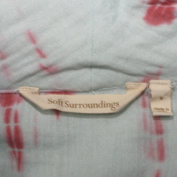 Soft Surroundings Blue/Pink Tie Dye Cowl Neck 100% Cotton Top Size Small - Picture 6 of 6